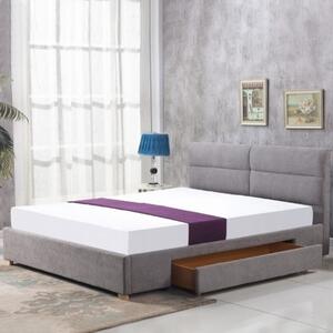 Letto matrimoniale contenitore160x200 moderno cassettone in tessuto grigio Jeremy