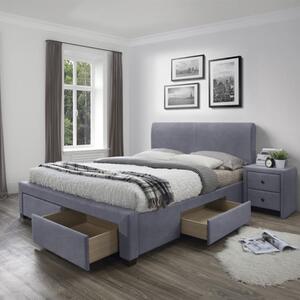 Letto matrimoniale contenitore 160x200 in tessutto grigio chiaro cassettoni Venezia