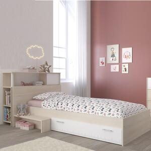 Letto bambini singolo cassettone testata attrezzata rovere bianco Star-9