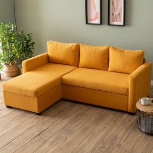 Divano letto angolare 3 posti tessuto penisola 236 cm senape Plume