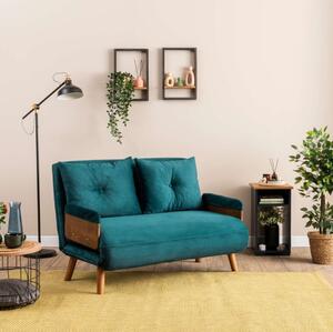 Divano letto piazza e mezza 2 posti 120 cm cuscini verde petrolio Tender