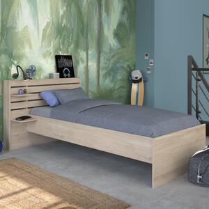 Letto bambini singolo moderno 90x190 con cassettoni rovere Kung-Fu
