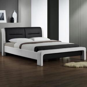 Letto matrimoniale 160x200 in ecopelle moderno bianco nero Colin