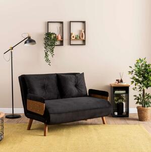 Divano letto piazza e mezza 2 posti 120 cm cuscini nero Tender