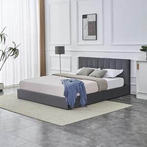 Letto matrimoniale contenitore moderno 160x200 in tessuto grigio Catalin