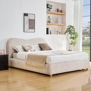 Letto matrimoniale imbottito rivestito in tessuto 160x200 beige Lora