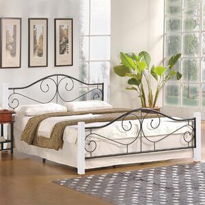 Letto matrimoniale in ferro 160x200 bianco nero Trafford