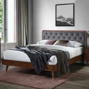 Letto matrimoniale moderno 160x200 imbottito noce grigio Brandon