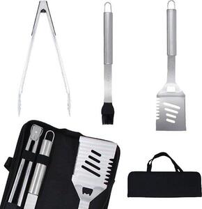 Set di utensili da barbecue, acciaio inossidabile, 10 pezzi, con termometro per carne incluso, ideale per gli uomini