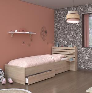 Letto bambina singolo moderno 90x190 con cassettoni rovere Kung-Fu