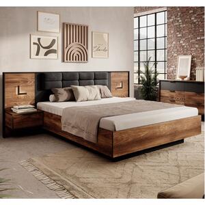 Letto matrimoniale moderno 160x200 imbottitura antracite quercia Althea