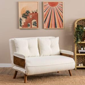 Divano letto piazza e mezza 2 posti 120 cm cuscini bianco Tender