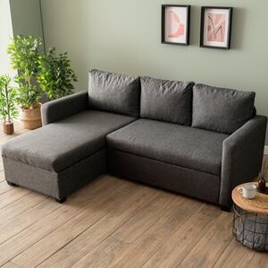 Divano letto angolare 3 posti tessuto penisola 236 cm antracite Plume
