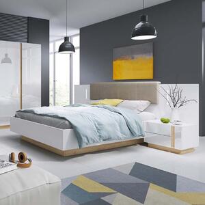 Letto matrimoniale moderno 160x200 imbottitura bianco rovere Theo