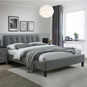Letto 160x200 matrimoniale in tessuto grigio capitonnè Sober
