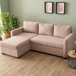 Divano letto angolare 3 posti tessuto penisola 236 cm tortora Plume