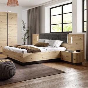 Letto matrimoniale moderno 160x200 imbottitura rovere antracite Theo