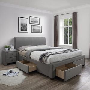 Letto matrimoniale contenitore 160x200 in tessuto grigio cassettoni Venezia