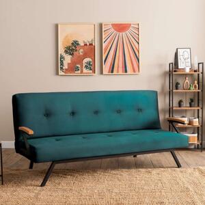 Divano letto 3 posti clic clac reclinabile 180 cm braccioli verde petrolio Nube