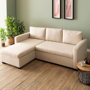 Divano letto angolare 3 posti tessuto penisola 236 cm beige Plume
