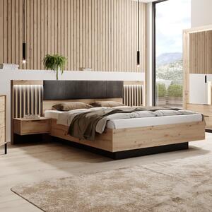 Letto matrimoniale con contenitore 160x200 rovere antracite Artur
