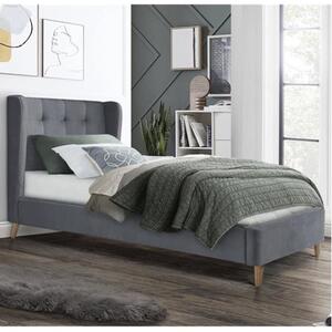 Letto singolo bambini ragazzi moderno imbottito 90x200cm velluto grigio Angel