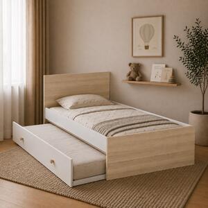 Letto singolo cassettone estaibile 90x190 bianco rovere Gerry