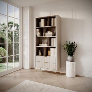 Libreria design moderno soggiorno 88xH194 beige Clio