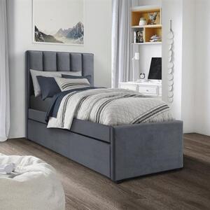 Letto singolo 90x200 bambini imbottito velluto letto estraibile grigio Essence