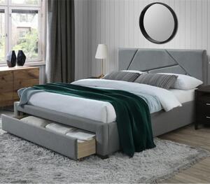 Letto matrimoniale moderno contenitore 160x200 tessuto grigio Valeria