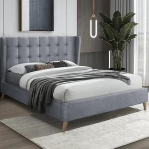 Letto matrimoniale moderno imbottito 160x200cm velluto grigio Angel
