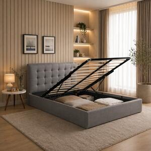 Letto matrimoniale moderno contenitore 160x200 cassettone tessuto grigio Sova