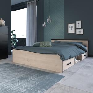 Letto matrimoniale moderno 160x200cm con cassettoni rovere nero Cairo