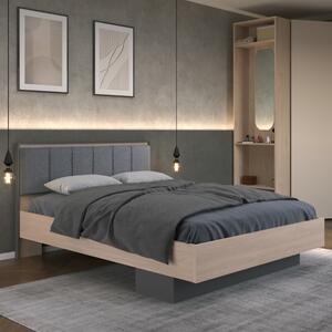 Letto matrimoniale moderno testata imbottito 160x200 rovere nero Niva