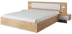 Letto matrimoniale moderno 2 comodini 160x200 rovere bianco Agata