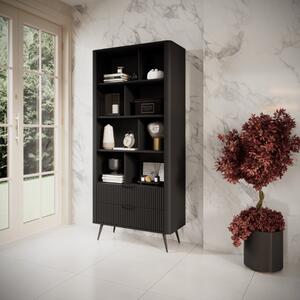 Libreria design moderno soggiorno 88xH194 nera Clio