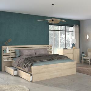 Letto matrimoniale moderno design cassettoni 160x200cm rovere Kung-Fu
