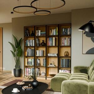 Libreria a parete soggiorno moderna 160xH180 rovere nero Ronny