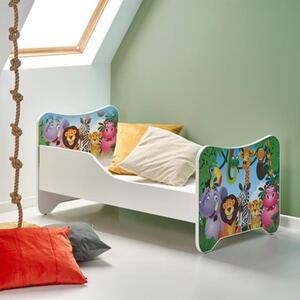 Letto singolo bambini 140x70 animali bianco Giungla