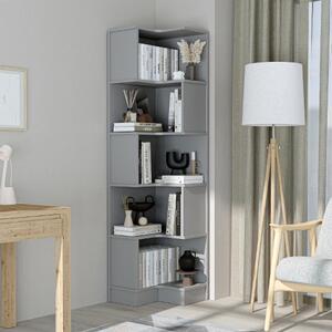 Libreria moderna soggiorno angolare design ufficio 50xH190 cm grigio Sfera