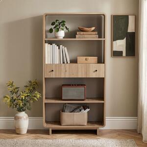 Libreria moderna soggiorno design 1 cassetto 78xH153 cm rovere Tudor