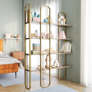 Libreria moderna design parete divisore industrial 124xH182 cm oro Nolan