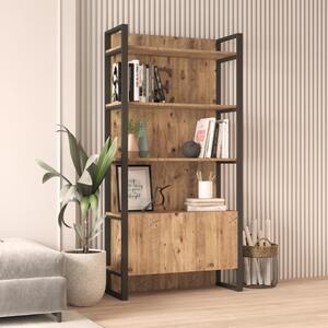 Libreria moderna industrial soggiorno ufficio 90xH180 cm rovere nero Caius