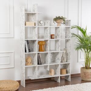 Libreria moderna parete soggiorno design 122xH188 cm marmo bianco Cesar