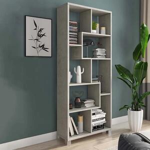 Libreria moderna a parete soggiorno reversibile 68xH161 grigio cemento Tao
