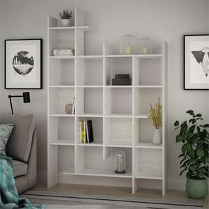 Libreria moderna parete soggiorno 122x188cm bianco antico Eliza