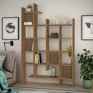 Libreria moderna parete soggiorno design 122xH188 cm noce Cesar