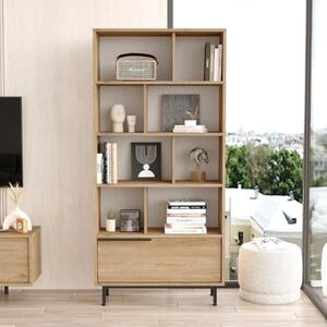 Libreria moderna design soggiorno 84xH176 cm 1 ribalta rovere Kenzo