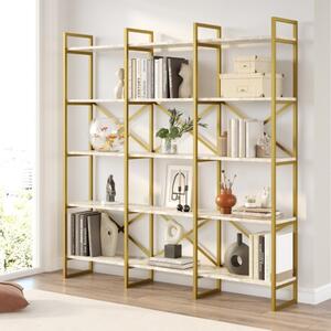 Libreria moderna industrial parete soggiorno design 170xH175 cm marmo bianco oro Victoria