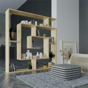 Libreria moderna design soggiorno 125xH129 rovere Maze